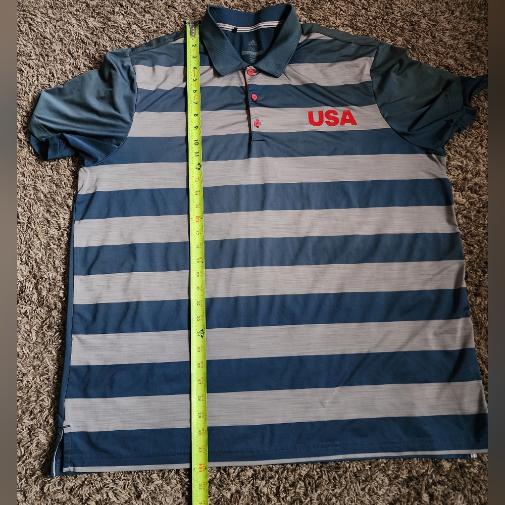 Adidas Ultimate 365 USA Golf Blue Striped 2018 Polo Shirt Men's XXL - Picture 5 of 8
